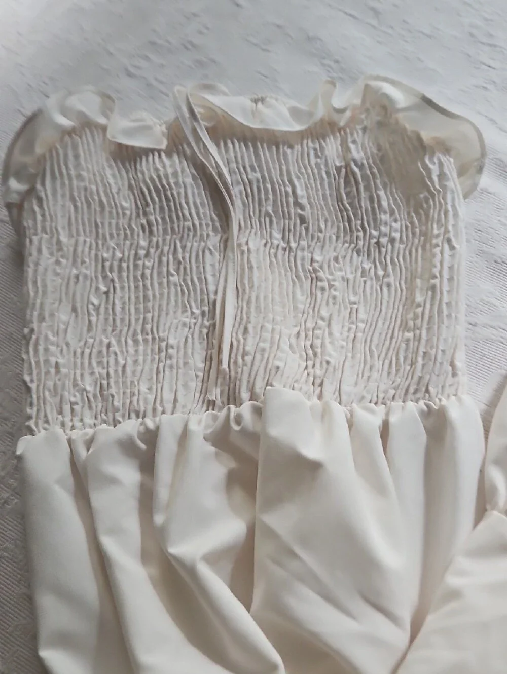 Timing Cream Strapless Smocked Ruffle Slip - Picture 4 of 6